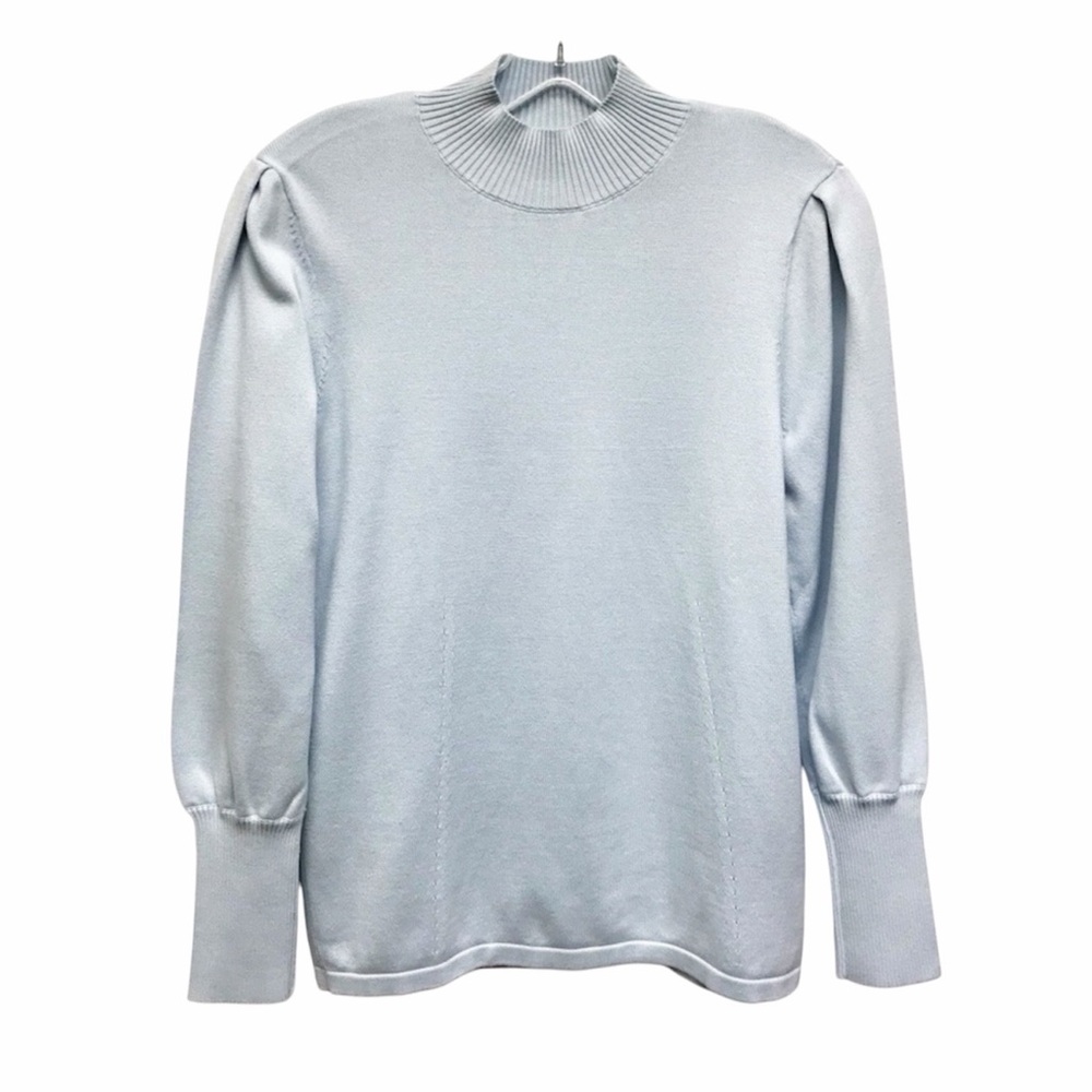 J. McLaughlin Light Blue Mock Neck Balloon Sleeves  Sweater Size S